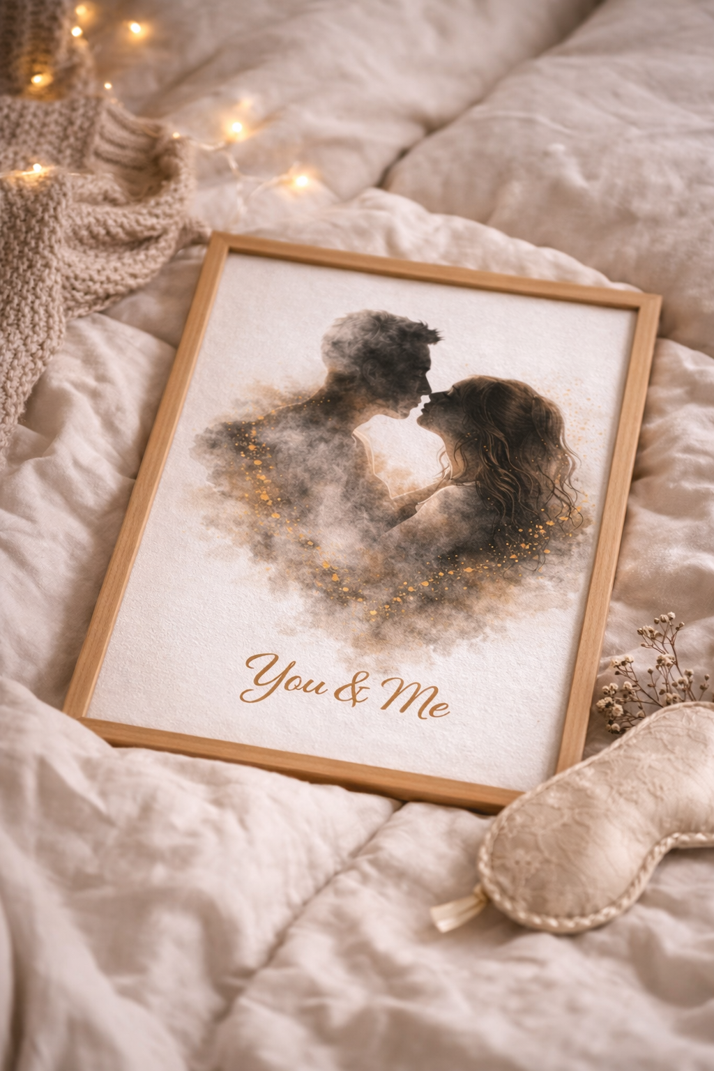 Dearloom “You & Me” Romantic Couple Wall Art Print | Minimalist Love Framed Poster | Aesthetic Bedroom Decor Gift for Couples | Anniversary Gift A4 A3