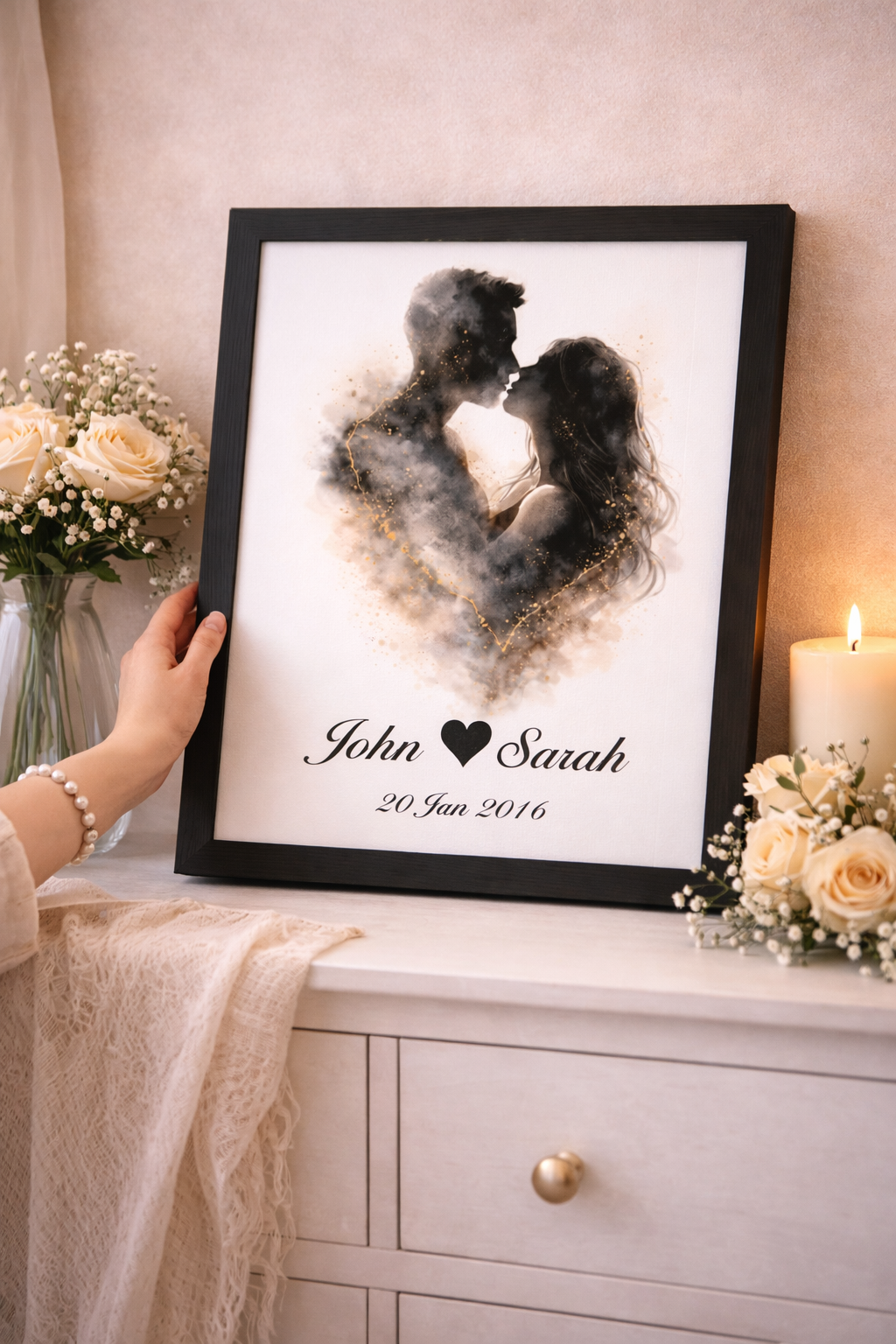 Dearloom Personalised Couple Wall Art with Names | Romantic “You & Me” Print | Anniversary Gift for Partner | Custom Love Poster A4 A3