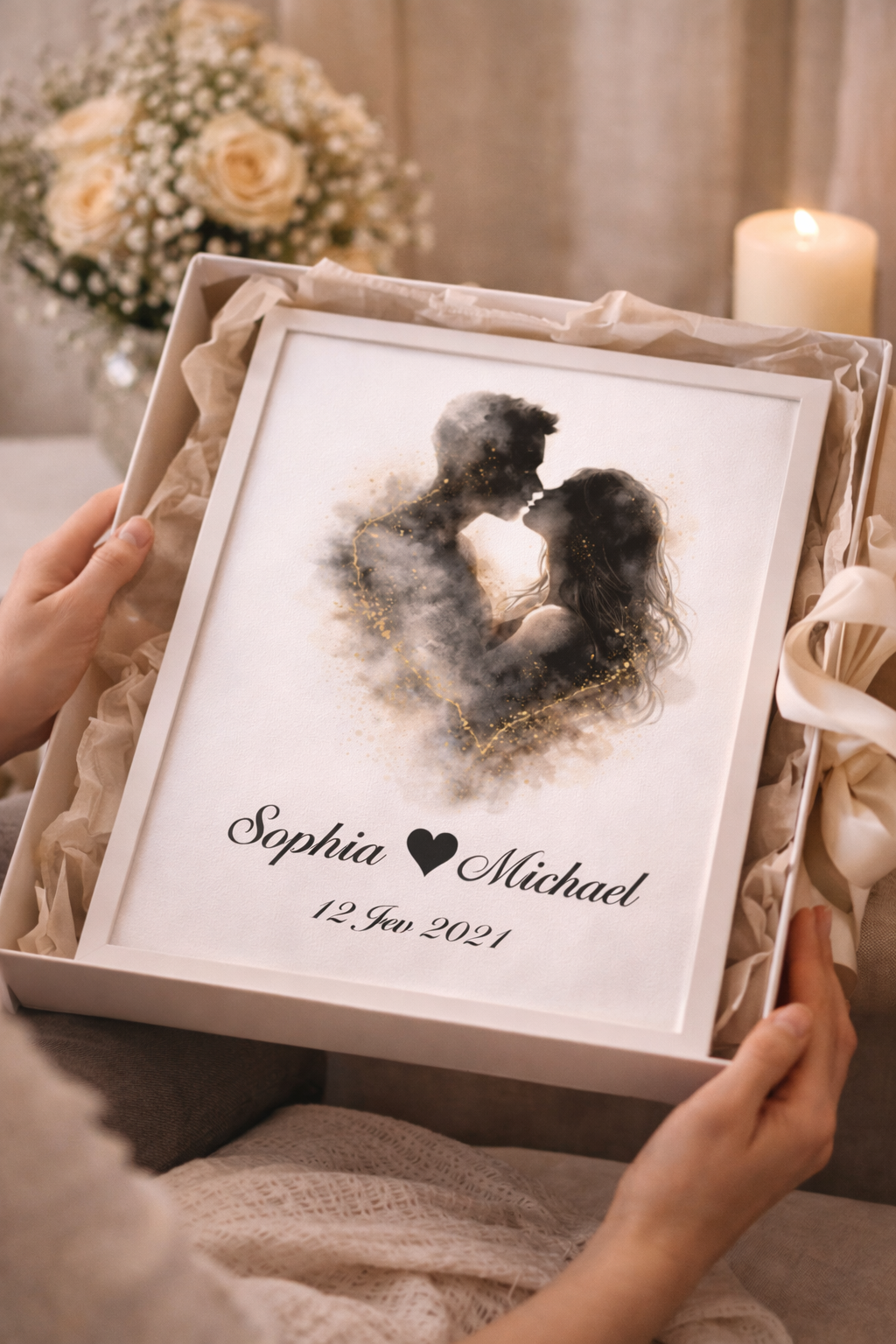 Dearloom Personalised Couple Wall Art with Names | Romantic “You & Me” Print | Anniversary Gift for Partner | Custom Love Poster A4 A3