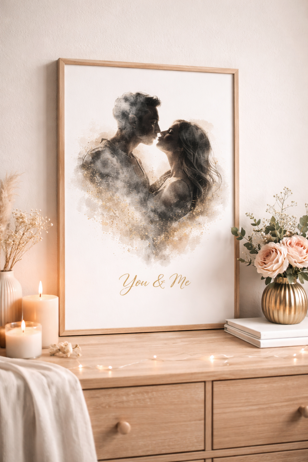 Dearloom “You & Me” Romantic Couple Wall Art Print | Minimalist Love Poster | Aesthetic Bedroom Decor Gift for Couples | Anniversary Gift A4 A3