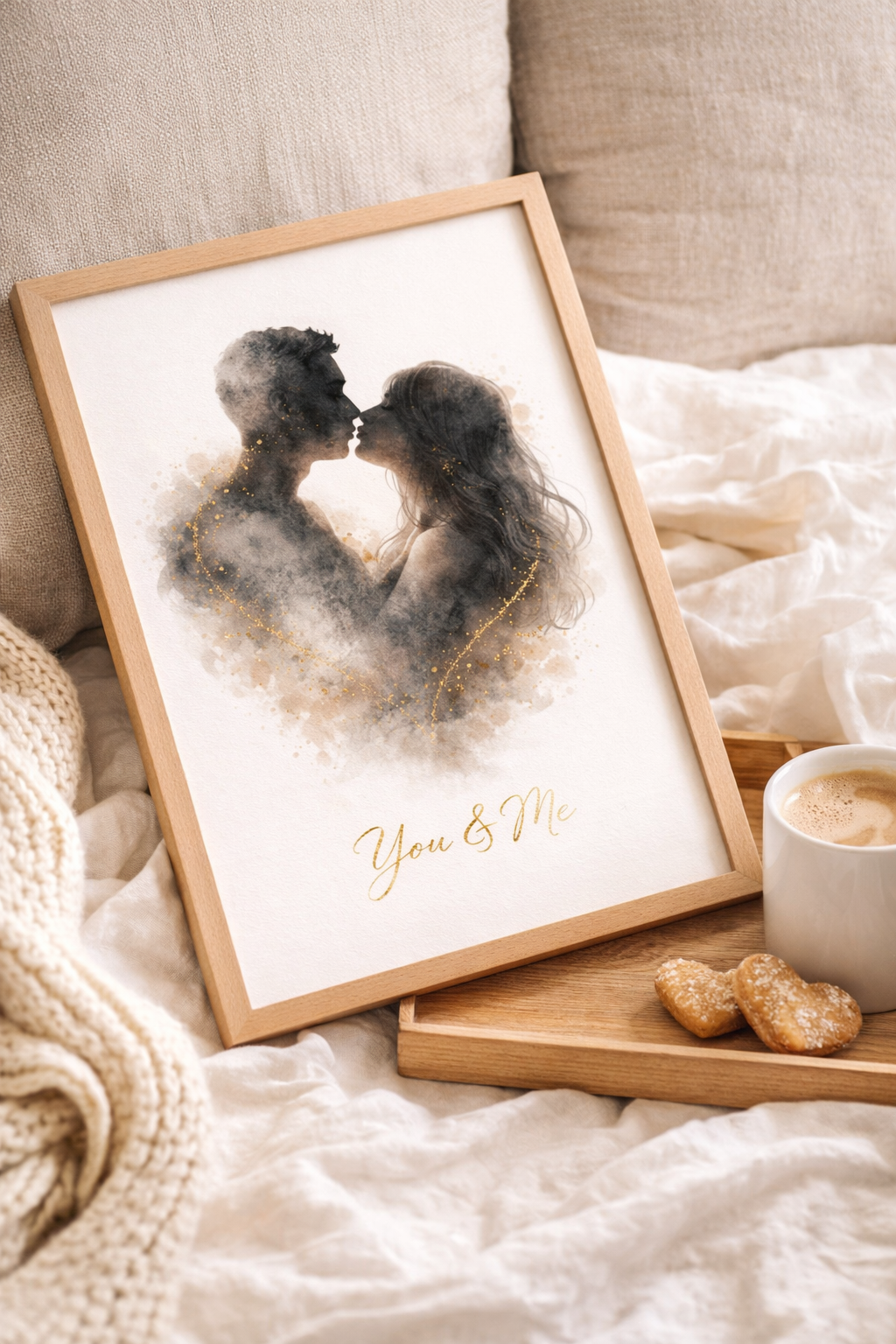 Dearloom “You & Me” Romantic Couple Wall Art Print | Minimalist Love Poster | Aesthetic Bedroom Decor Gift for Couples | Anniversary Gift A4 A3