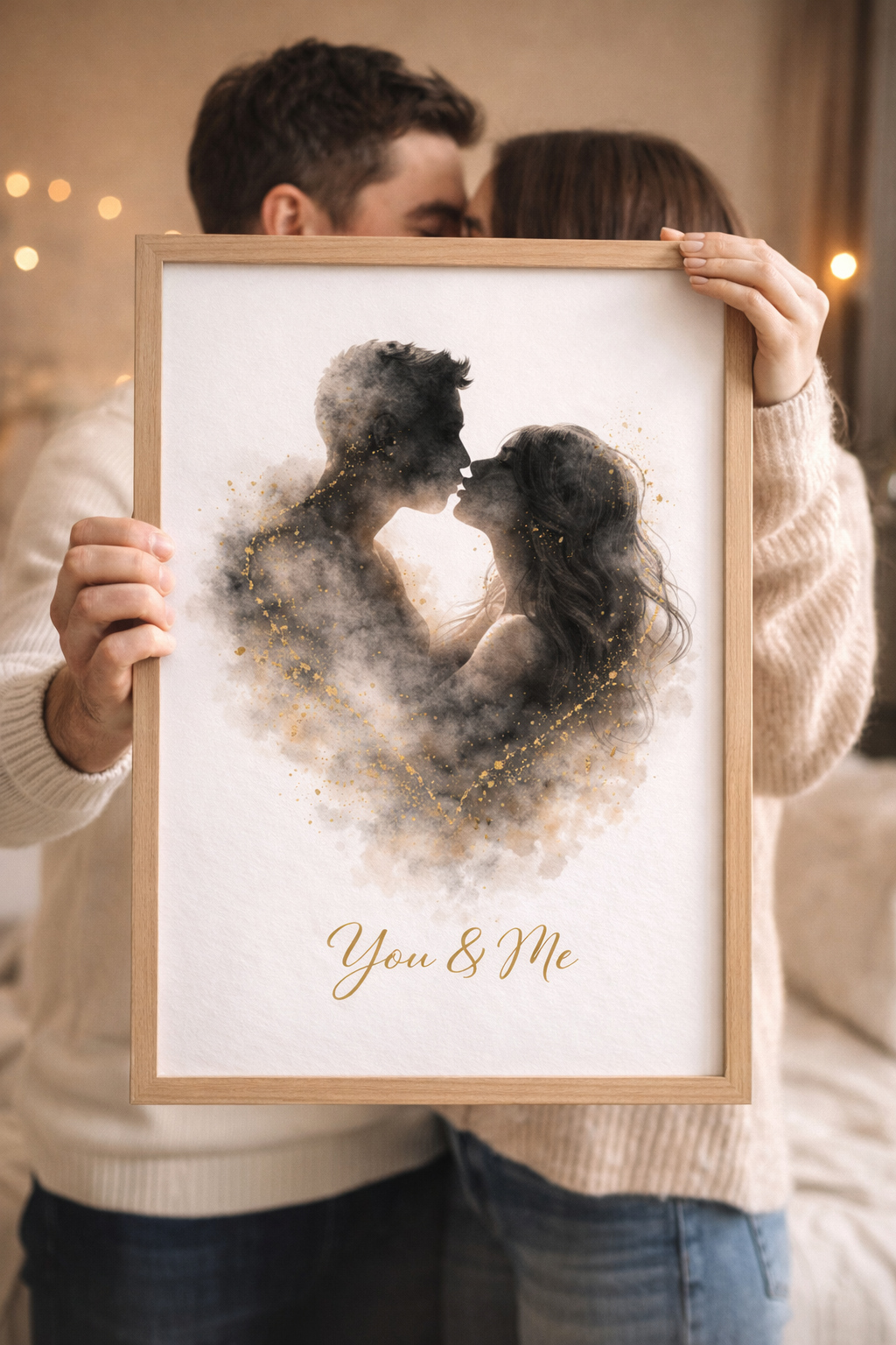 Dearloom “You & Me” Romantic Couple Wall Art Print | Minimalist Love Poster | Aesthetic Bedroom Decor Gift for Couples | Anniversary Gift A4 A3