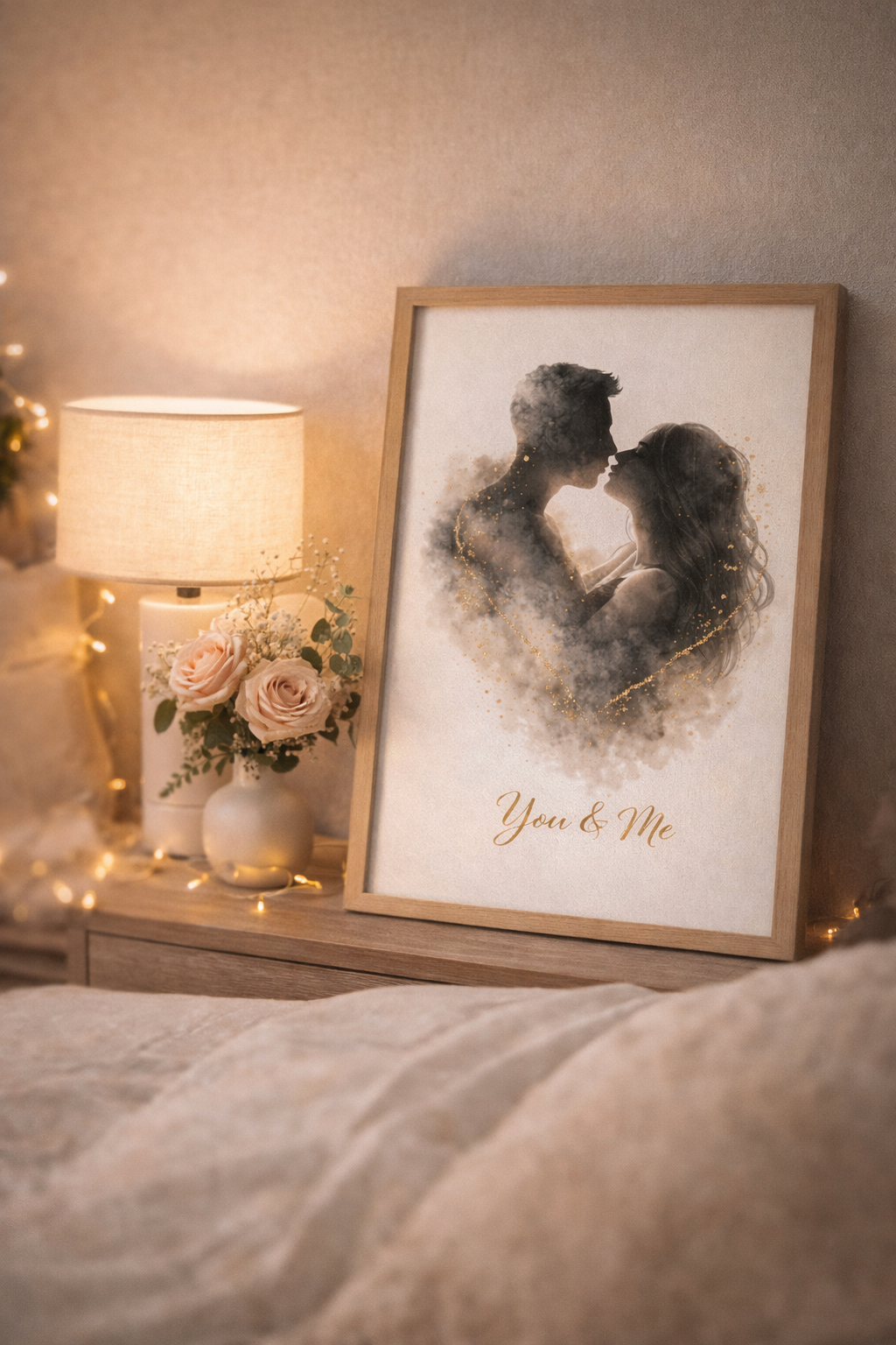 Dearloom “You & Me” Romantic Couple Wall Art Print | Minimalist Love Poster | Aesthetic Bedroom Decor Gift for Couples | Anniversary Gift A4 A3